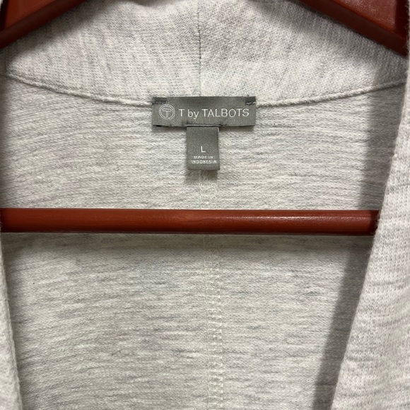 Talbots Open Front Cardigan in Black, Gray, and White Cotton ColorBlock Women L - Picture 9 of 9